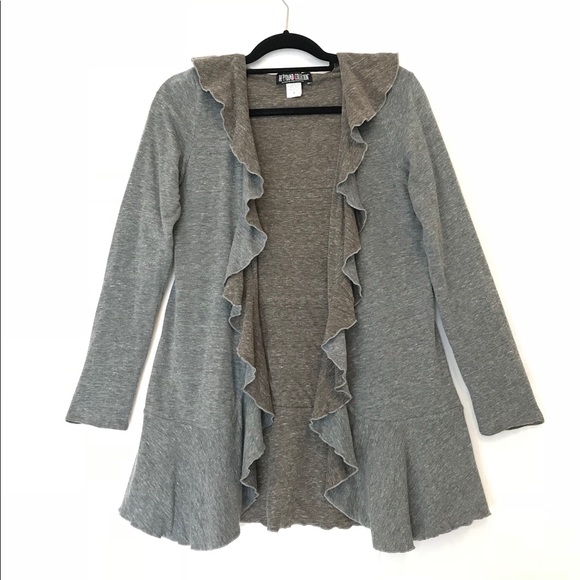 The Pyramid Collection Sweaters - Pyramid Collection Reversible Ruffle Cardigan